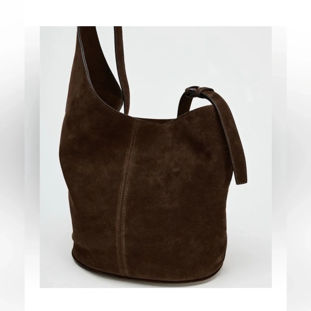 Zara Asymmetric Soft Suede Shoulder Bag - Picture 3 of 4